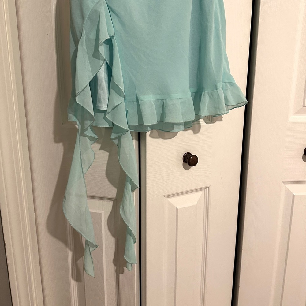White Fox Boutique Like That Mini Aqua Ruffle Dress - Picture 6 of 11